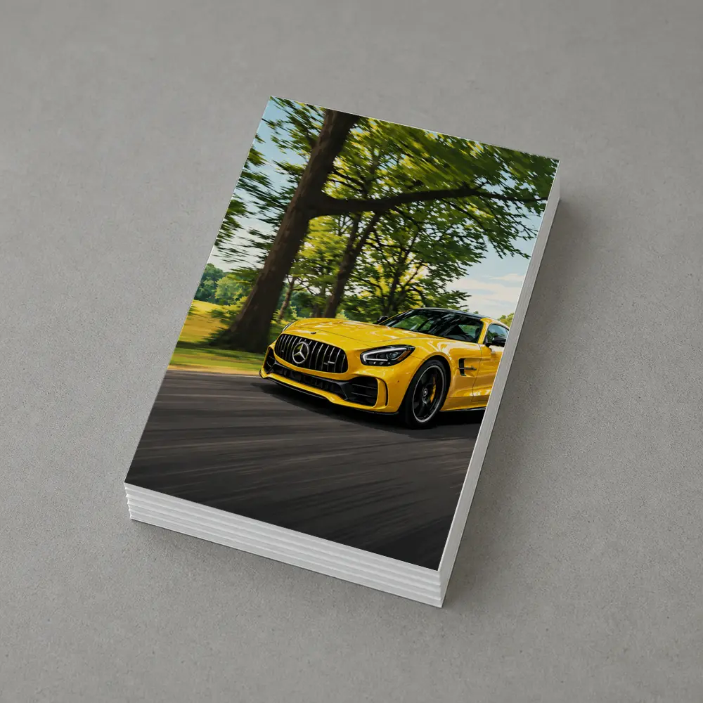 Mercedes AMG GT Yellow Road Speed Shot – Postcards