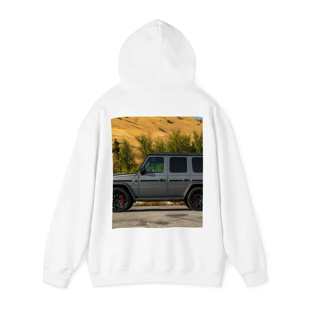 Mercedes G Class Gray SUV Mountain Backdrop – Hoodies