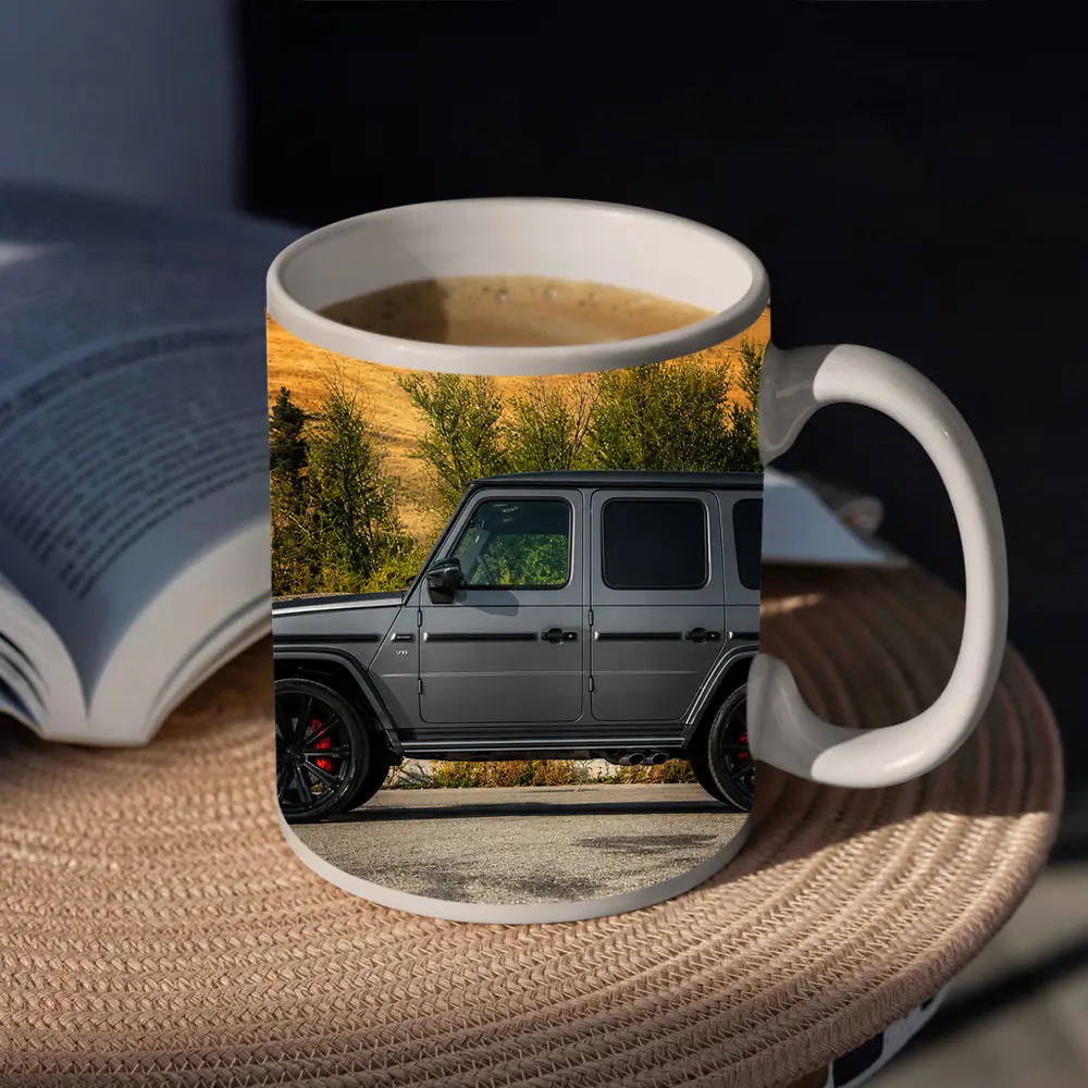 Mercedes G Class Gray SUV Mountain Backdrop – Mugs