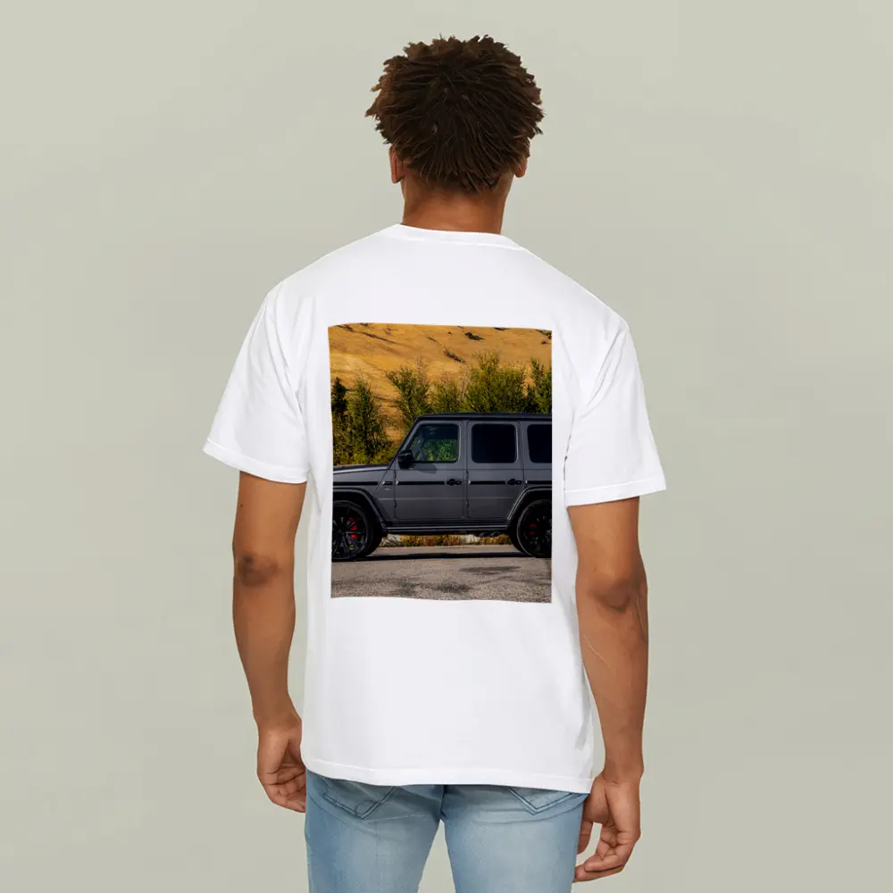 Mercedes G Class Gray SUV Mountain Backdrop – T-Shirts