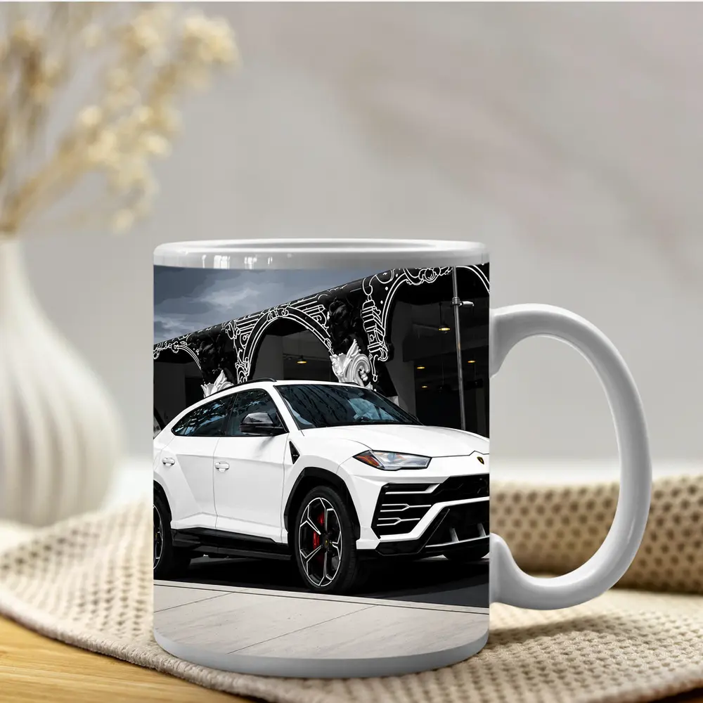 Lamborghini Urus White SUV Urban Street – Mugs