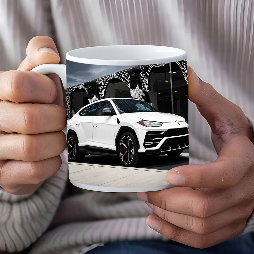 Lamborghini Urus White SUV Urban Street – Mugs