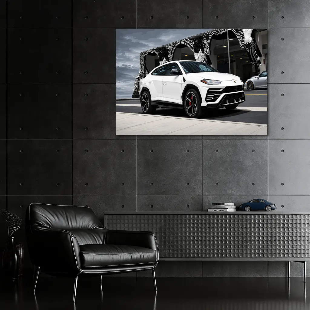 Lamborghini Urus White SUV Urban Street – Wall Art