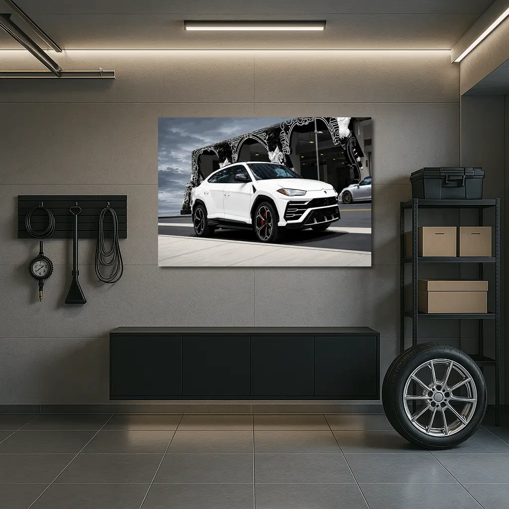 Lamborghini Urus White SUV Urban Street – Wall Art