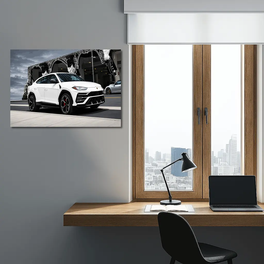 Lamborghini Urus White SUV Urban Street – Wall Art