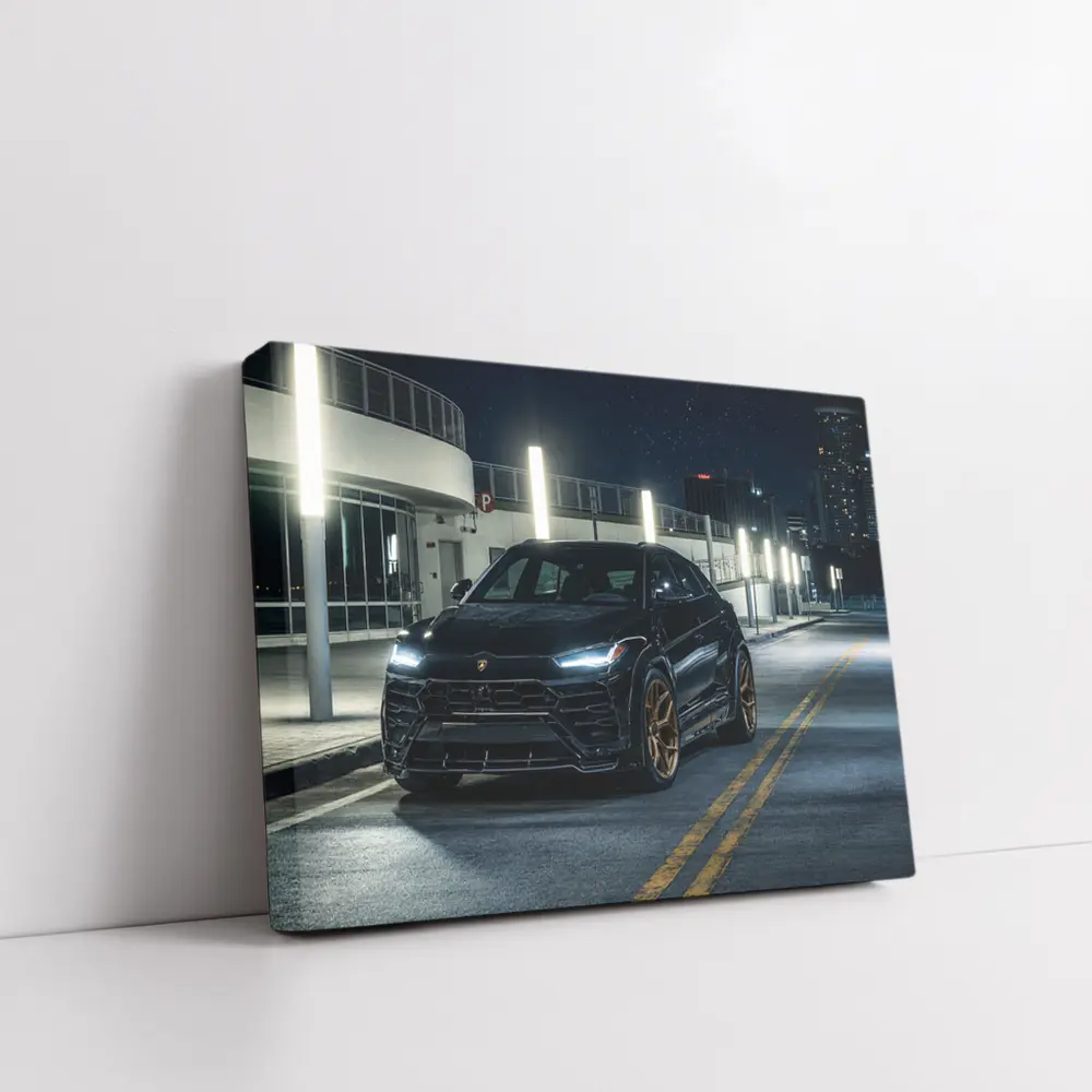 Lamborghini Urus Black Night City Street – Wall Art