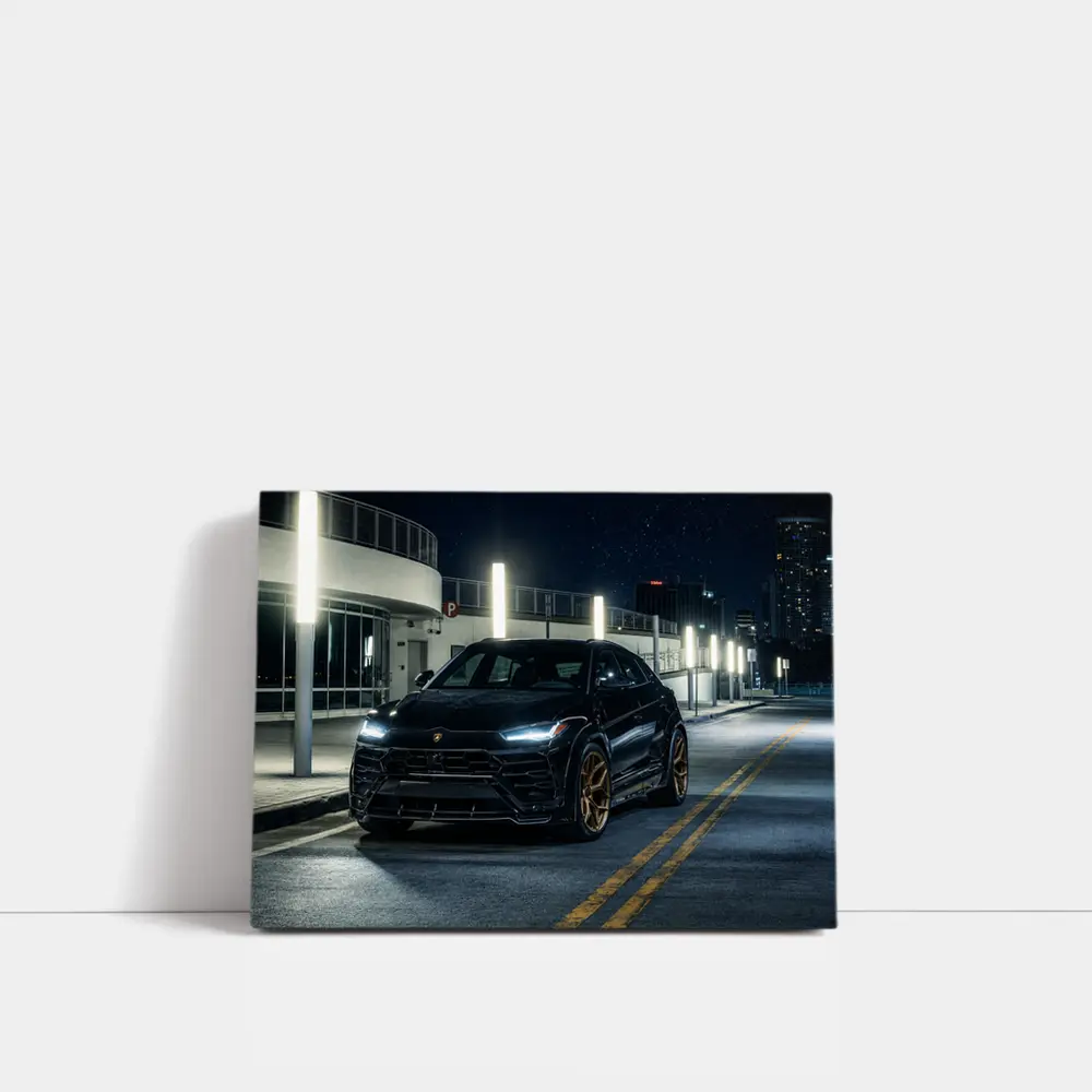 Lamborghini Urus Black Night City Street – Wall Art