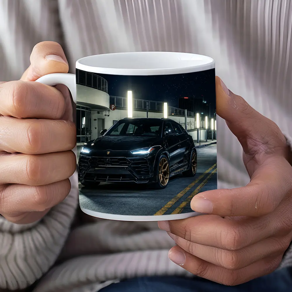 Lamborghini Urus Black Night City Street – Mugs