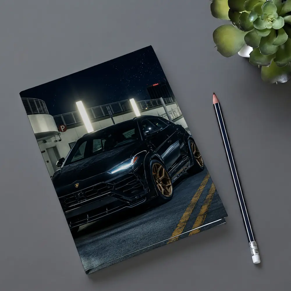 Lamborghini Urus Black Night City Street – Notebooks