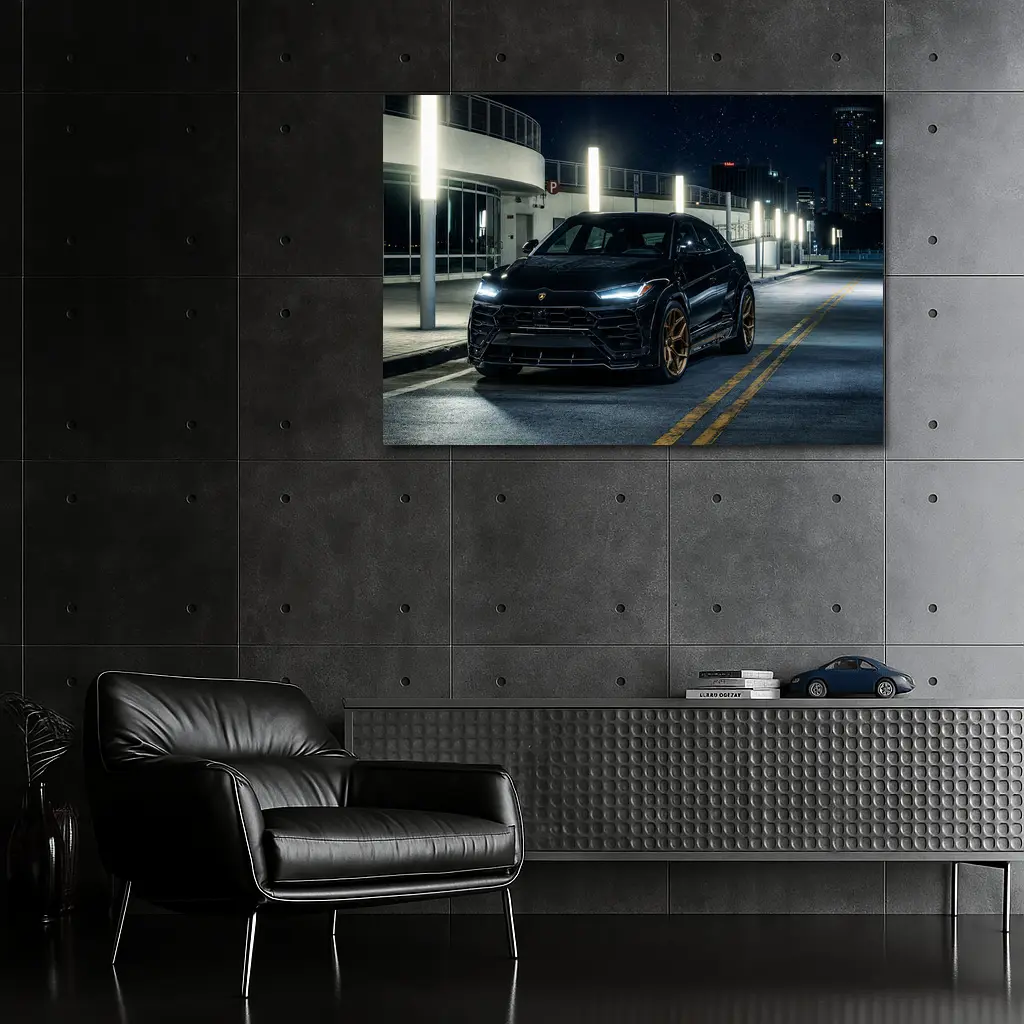 Lamborghini Urus Black Night City Street – Wall Art