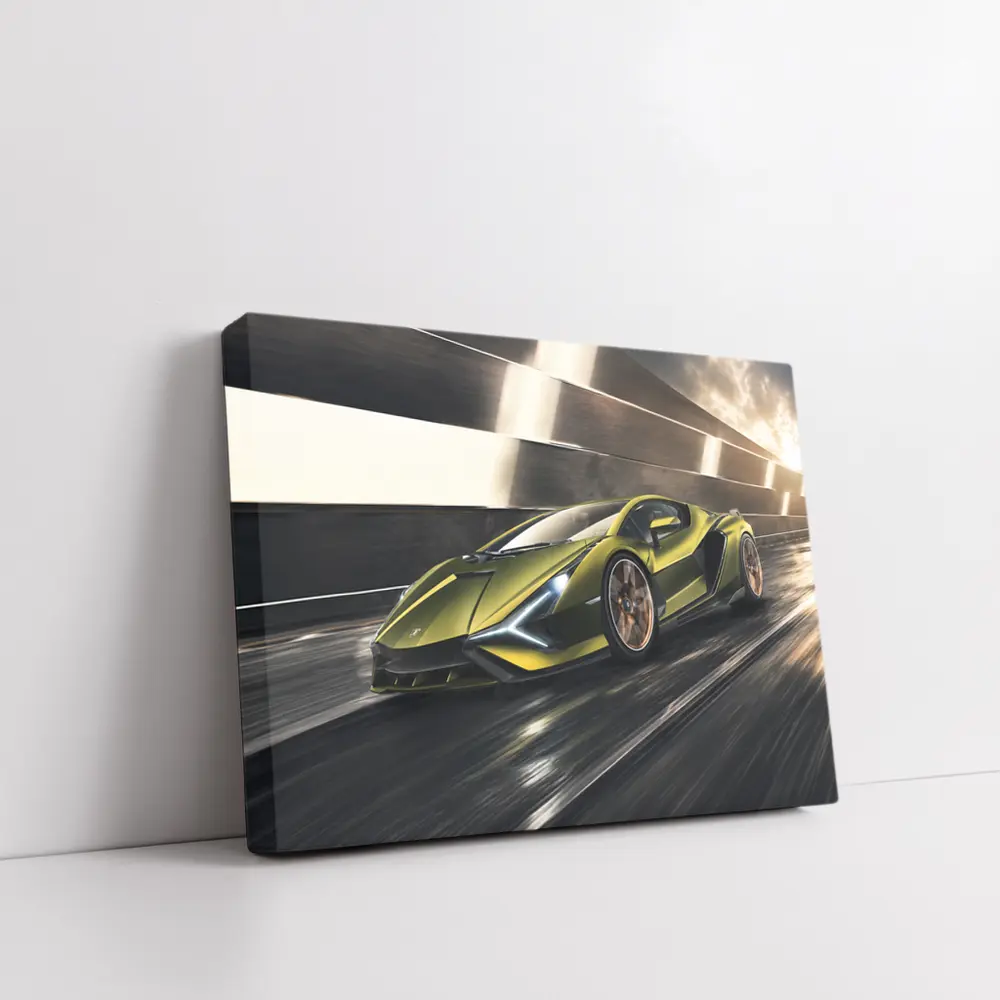Lamborghini Sian Green Supercar Speed Track – Wall Art