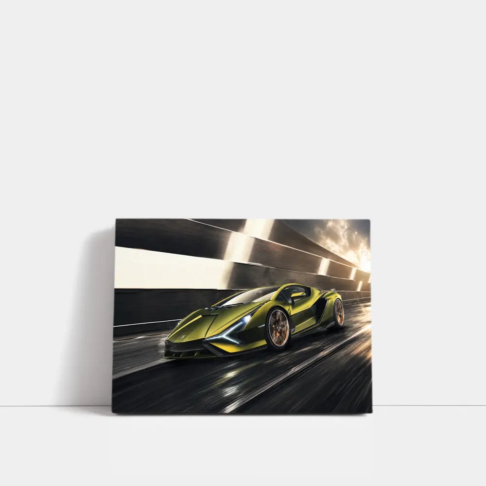 Lamborghini Sian Green Supercar Speed Track – Wall Art