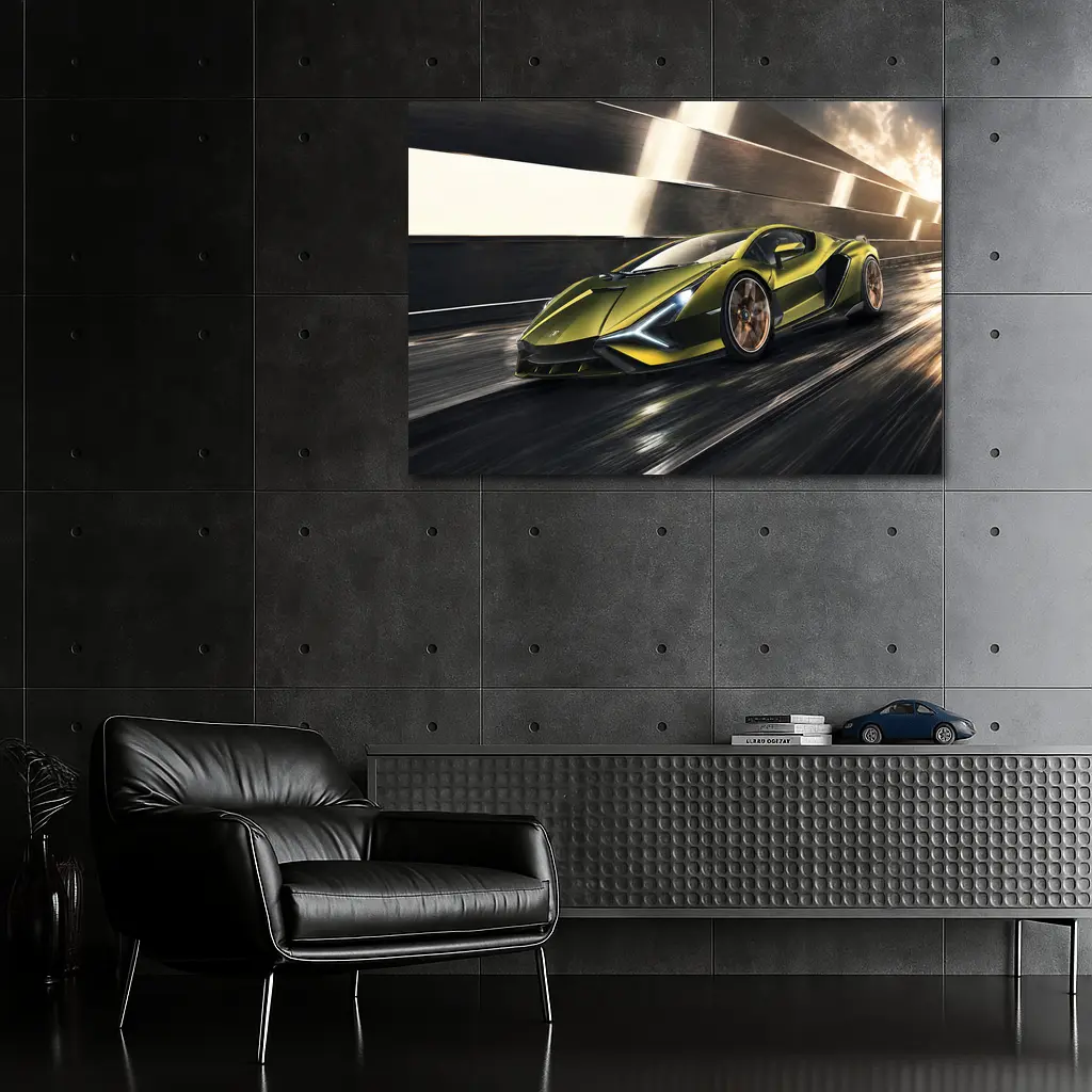 Lamborghini Sian Green Supercar Speed Track – Wall Art