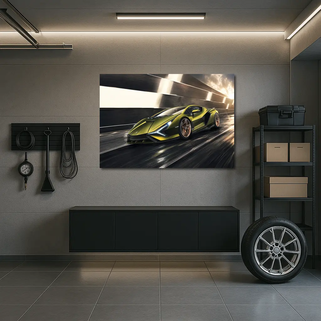 Lamborghini Sian Green Supercar Speed Track – Wall Art