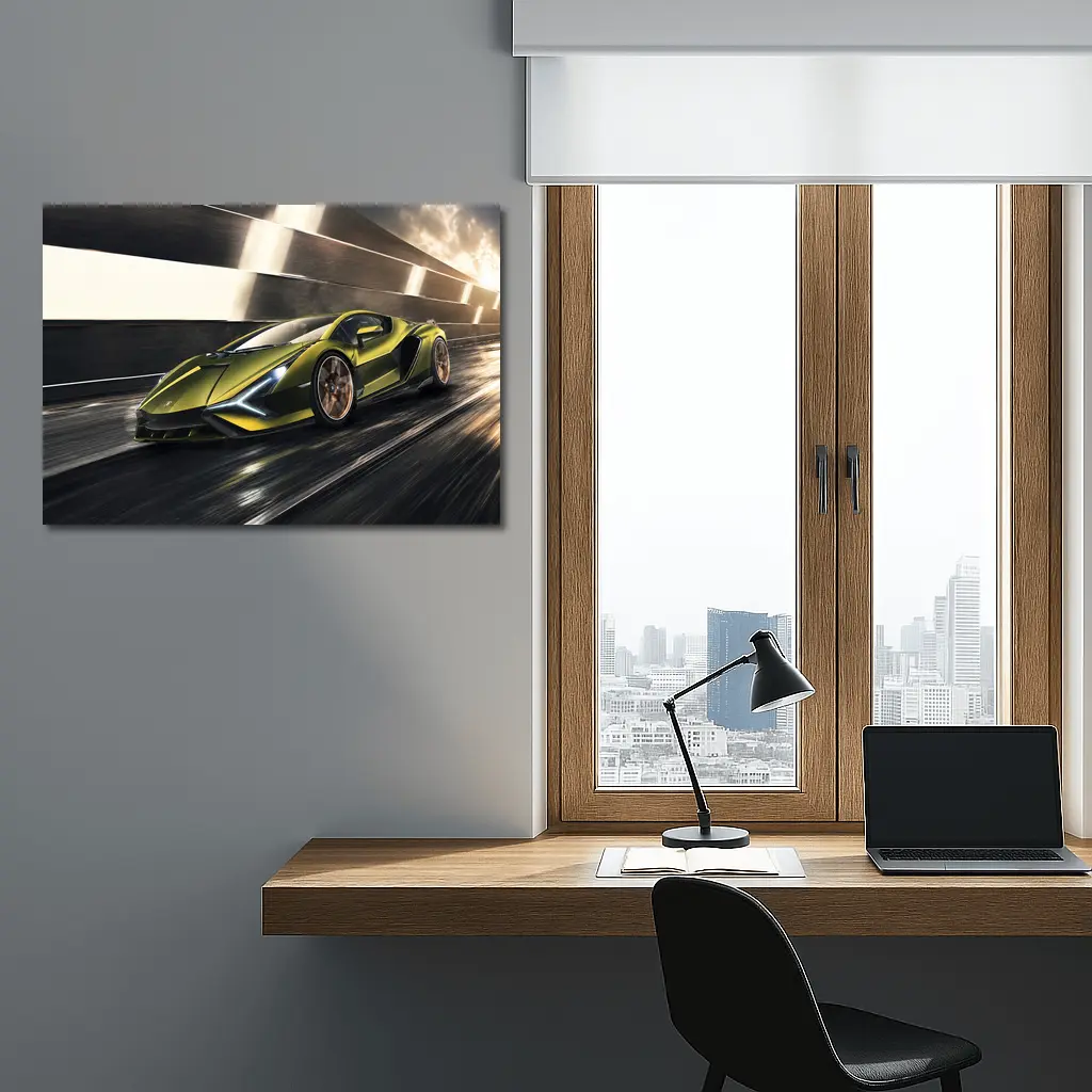 Lamborghini Sian Green Supercar Speed Track – Wall Art