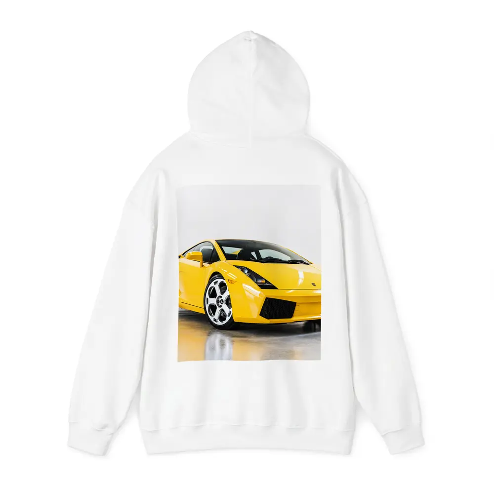 Lamborghini Gallardo Yellow Supercar White Background – Hoodies
