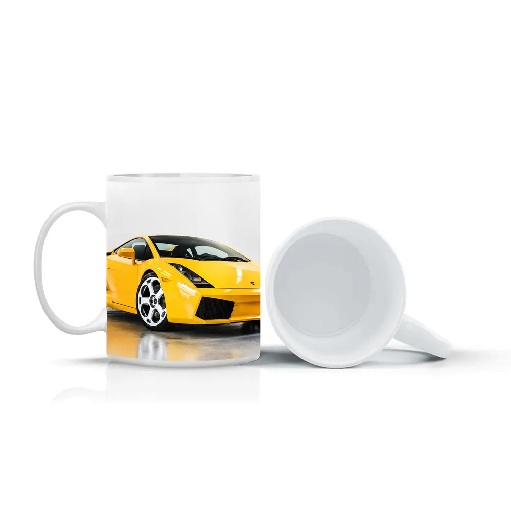 Lamborghini Gallardo Yellow Supercar White Background – Mugs
