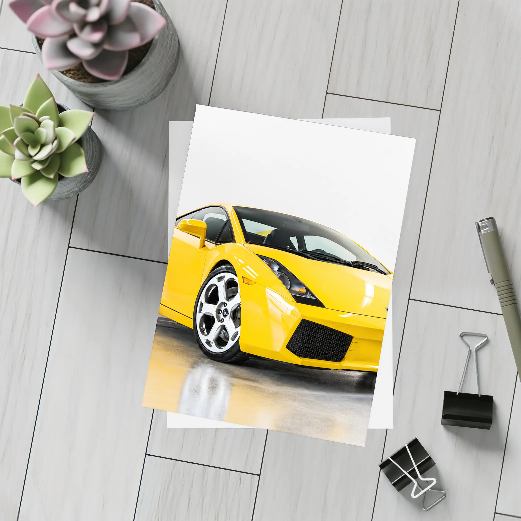 Lamborghini Gallardo Yellow Supercar White Background – Postcards