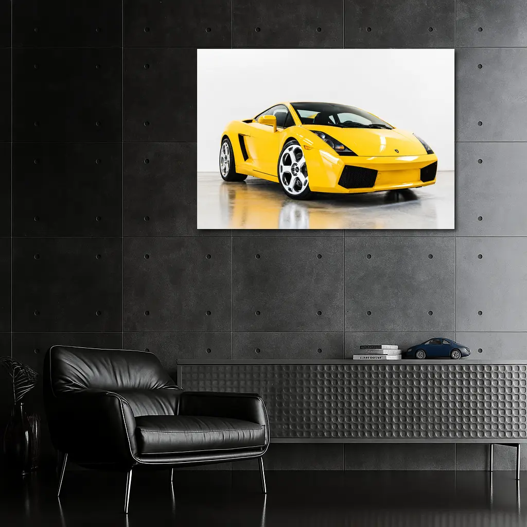 Lamborghini Gallardo Yellow Supercar White Background – Wall Art