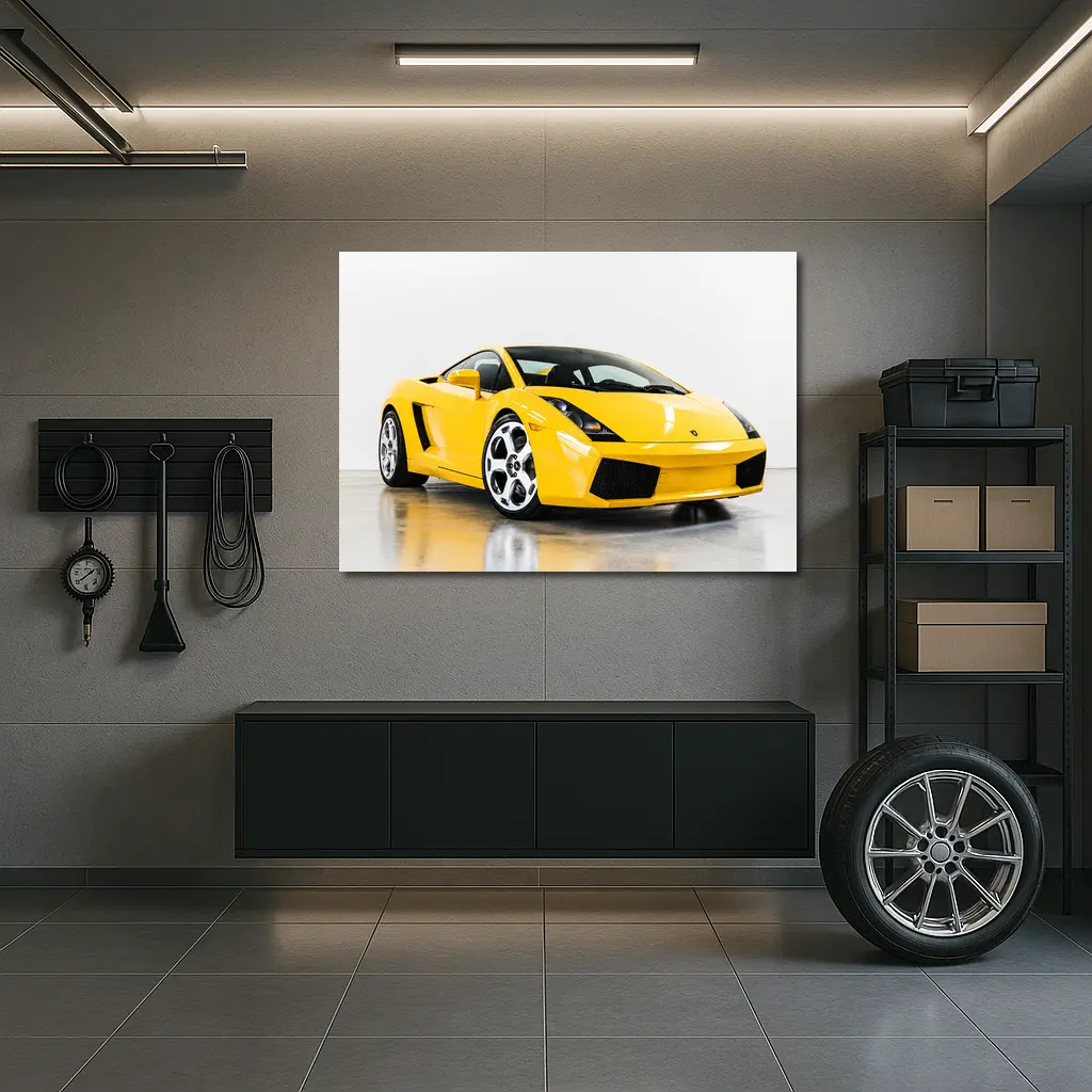 Lamborghini Gallardo Yellow Supercar White Background – Wall Art