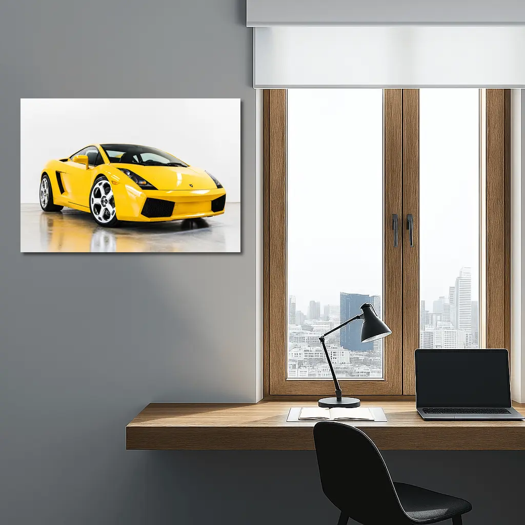 Lamborghini Gallardo Yellow Supercar White Background – Wall Art