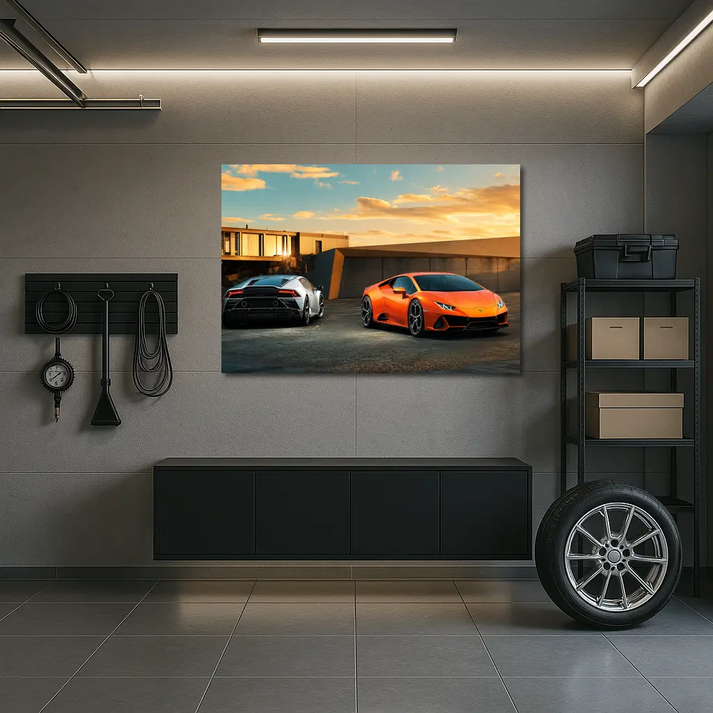 Lamborghini Huracan Duo Sunset Architecture – Wall Art