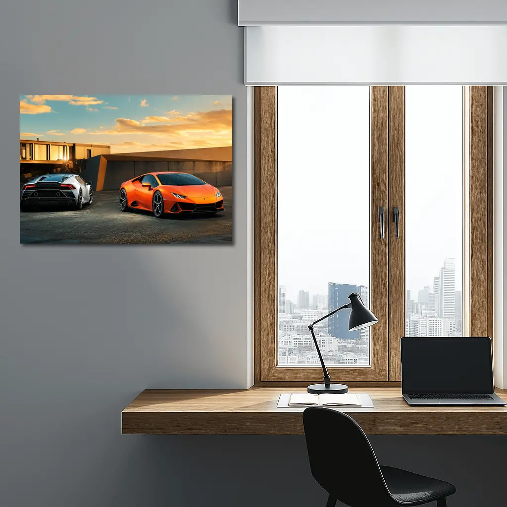 Lamborghini Huracan Duo Sunset Architecture – Wall Art