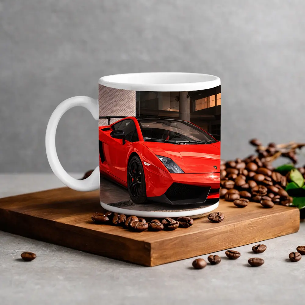 Lamborghini Gallardo Red Supercar Urban Setting – Mugs
