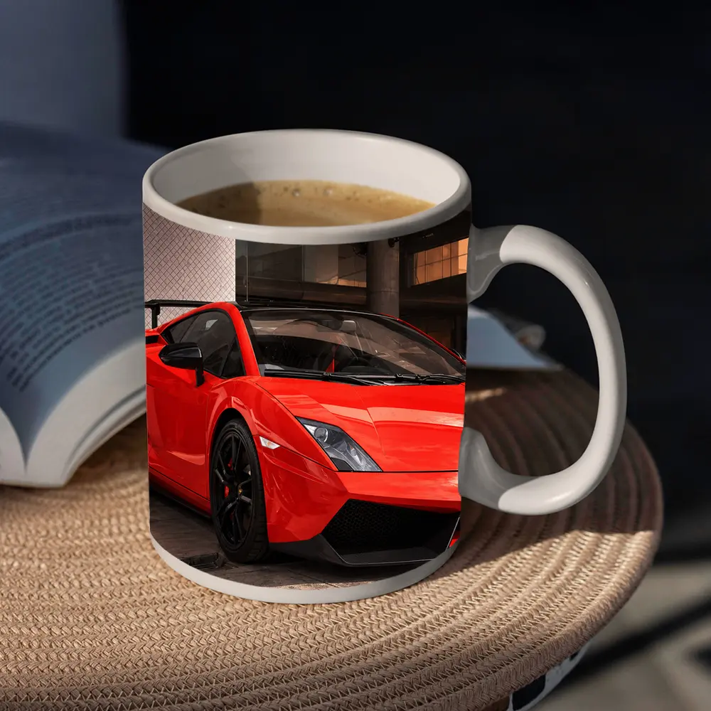 Lamborghini Gallardo Red Supercar Urban Setting – Mugs