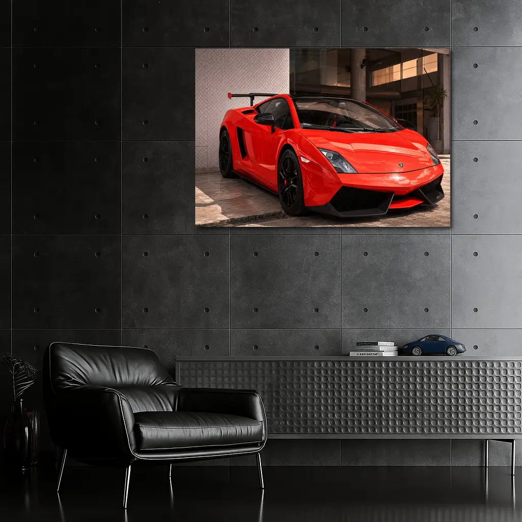 Lamborghini Gallardo Red Supercar Urban Setting – Wall Art