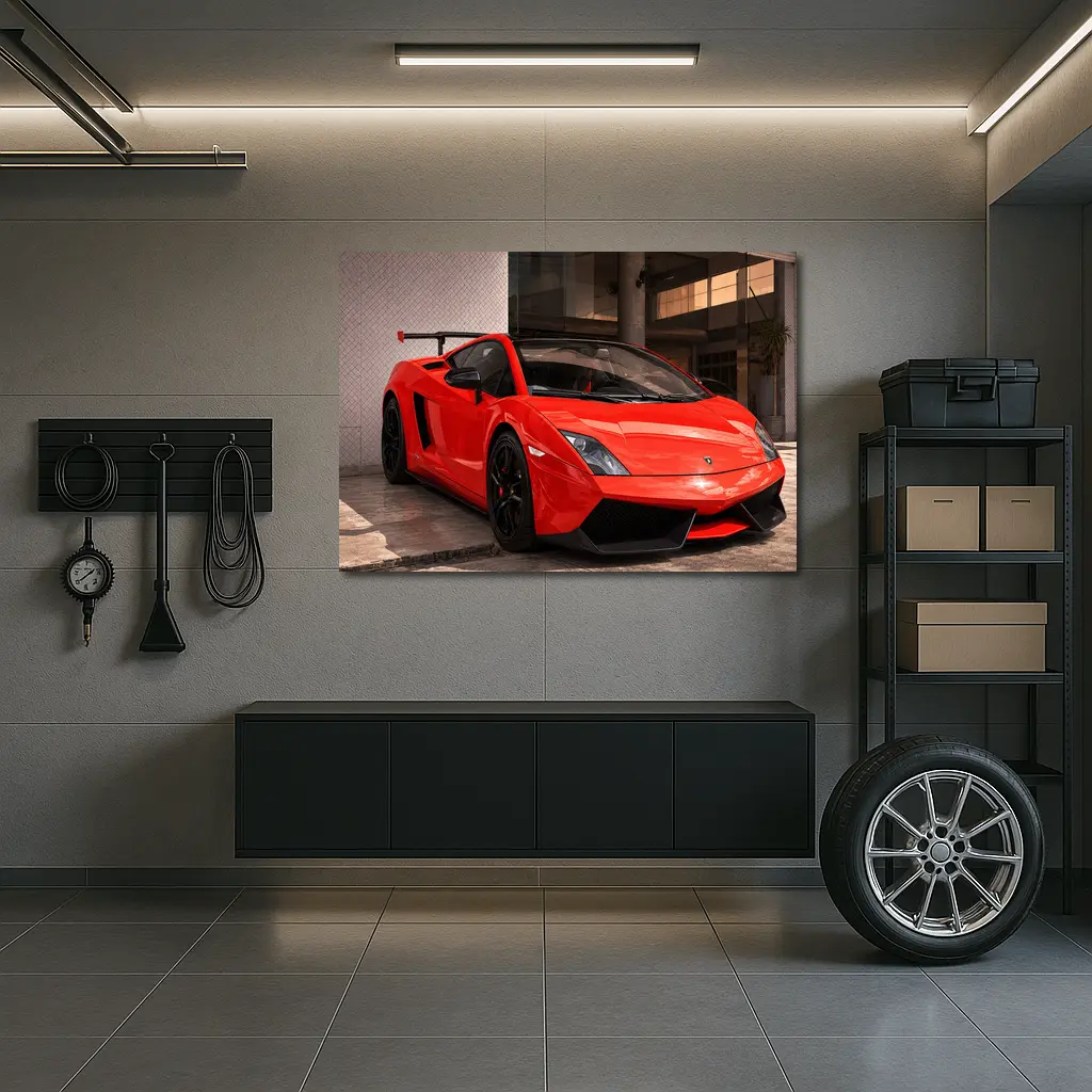 Lamborghini Gallardo Red Supercar Urban Setting – Wall Art