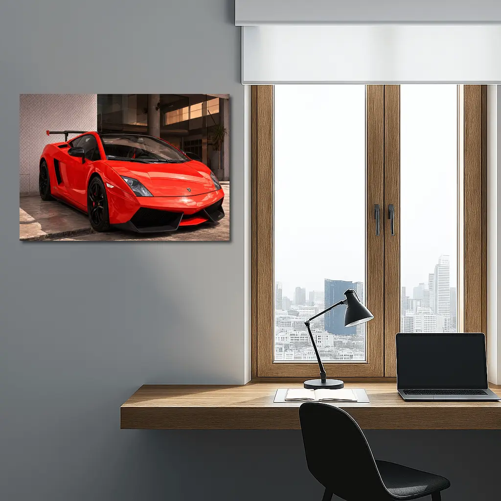 Lamborghini Gallardo Red Supercar Urban Setting – Wall Art