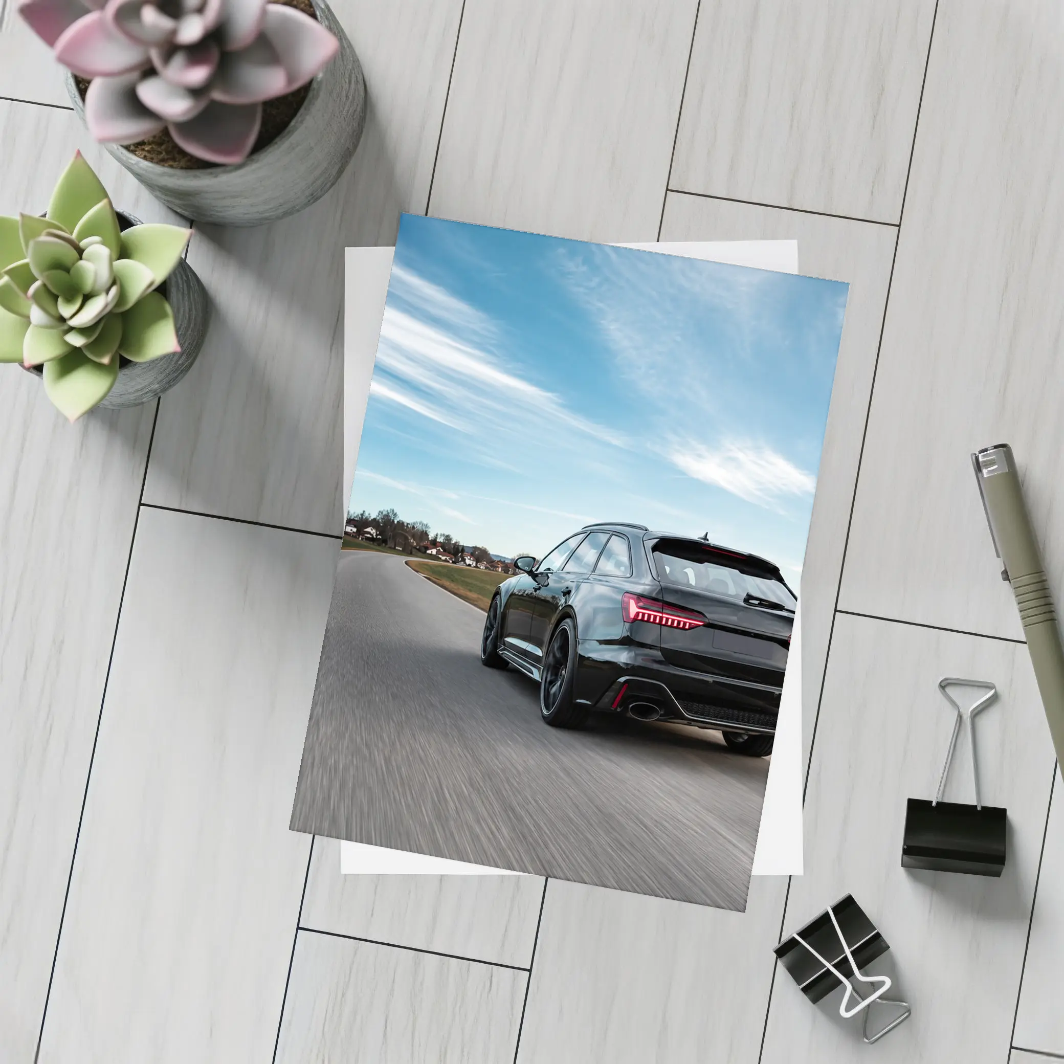 Audi RS6 Wagon Speeding Down Country Road – Postcards