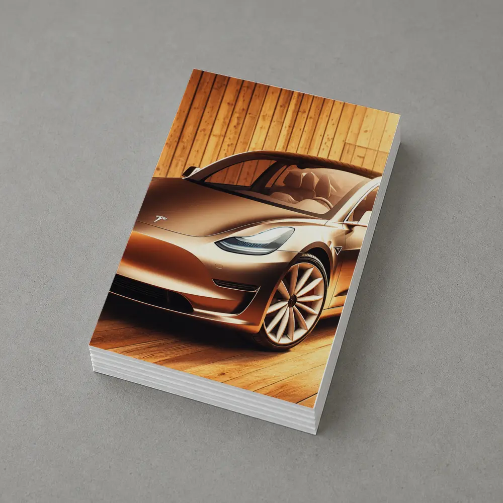 Tesla Model 3 Warm Wood Background Art – Postcards