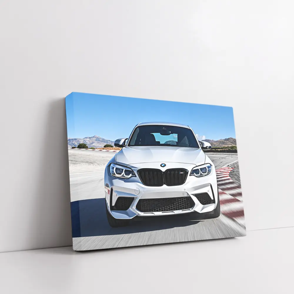 BMW M2 Silver Front View Racing Track – Wall Art