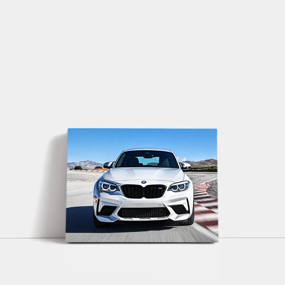 BMW M2 Silver Front View Racing Track – Wall Art