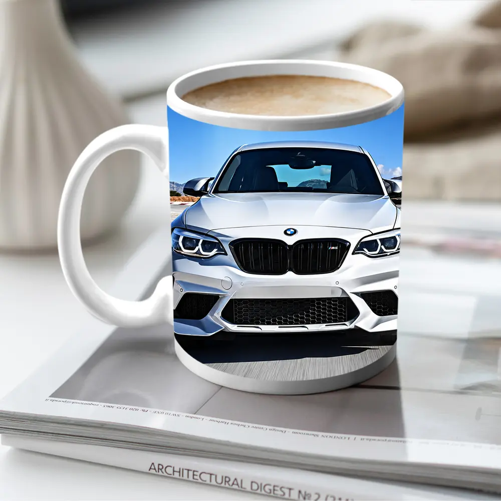 BMW M2 Silver Front View Racing Track – Mugs