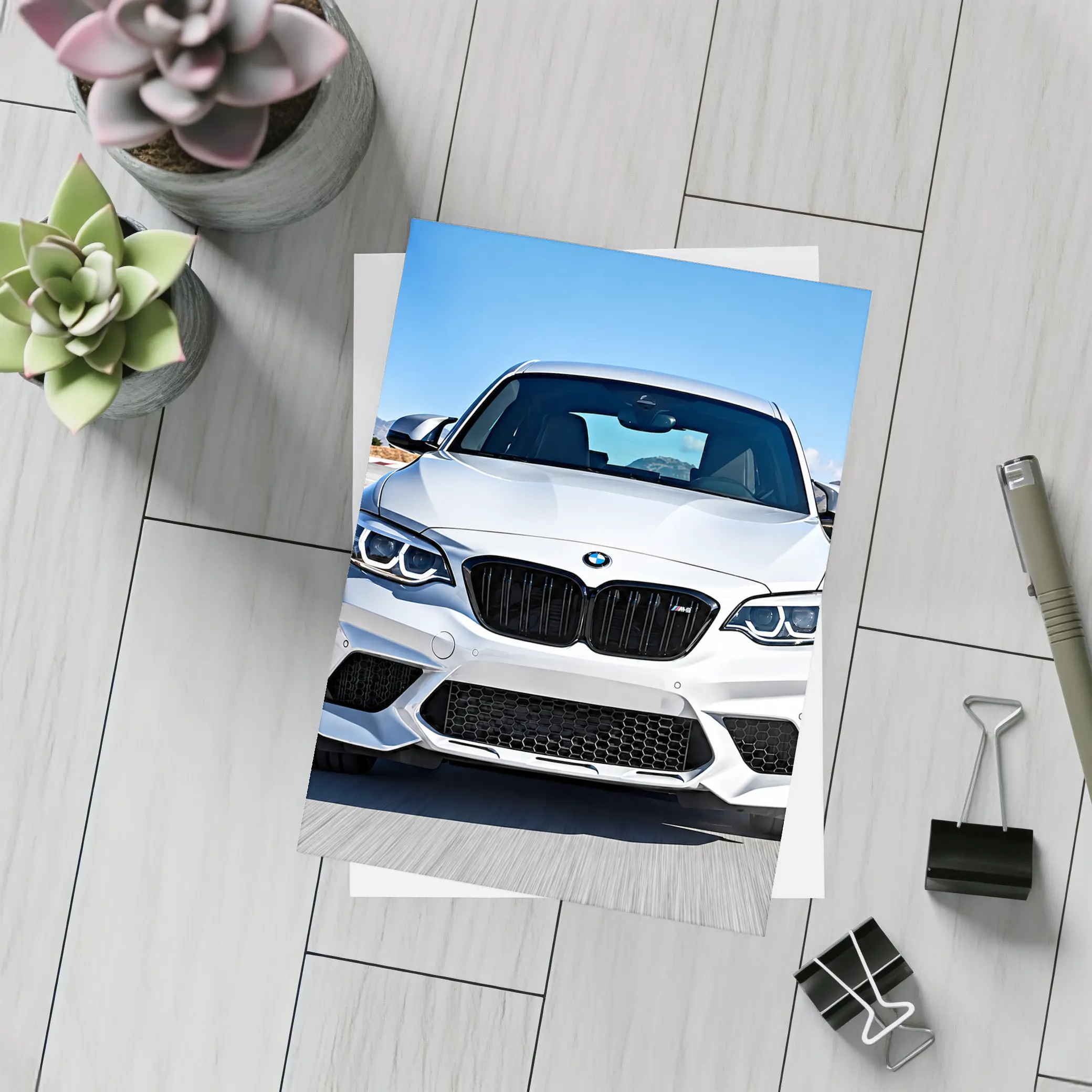 BMW M2 Silver Front View Racing Track – Postcards