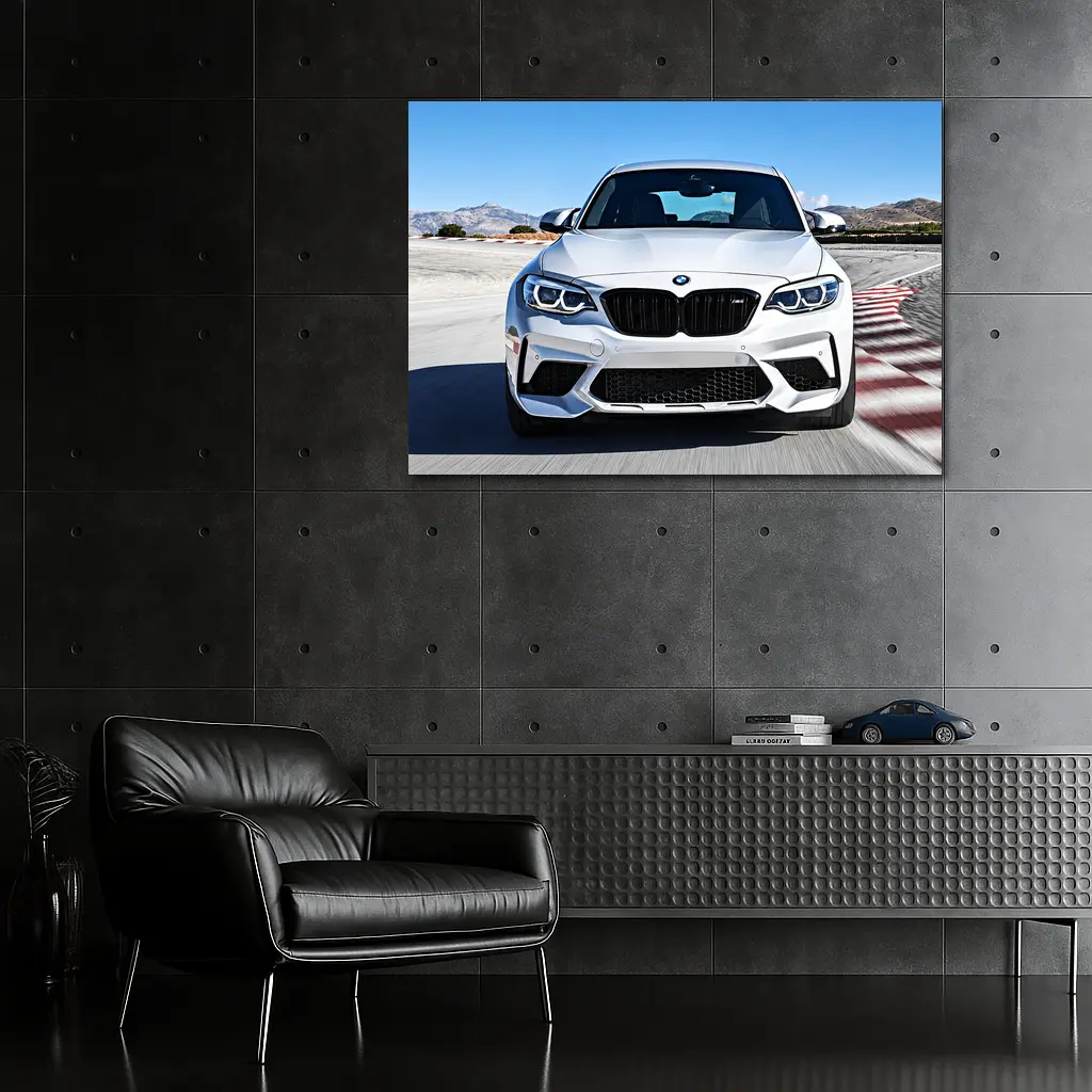 BMW M2 Silver Front View Racing Track – Wall Art