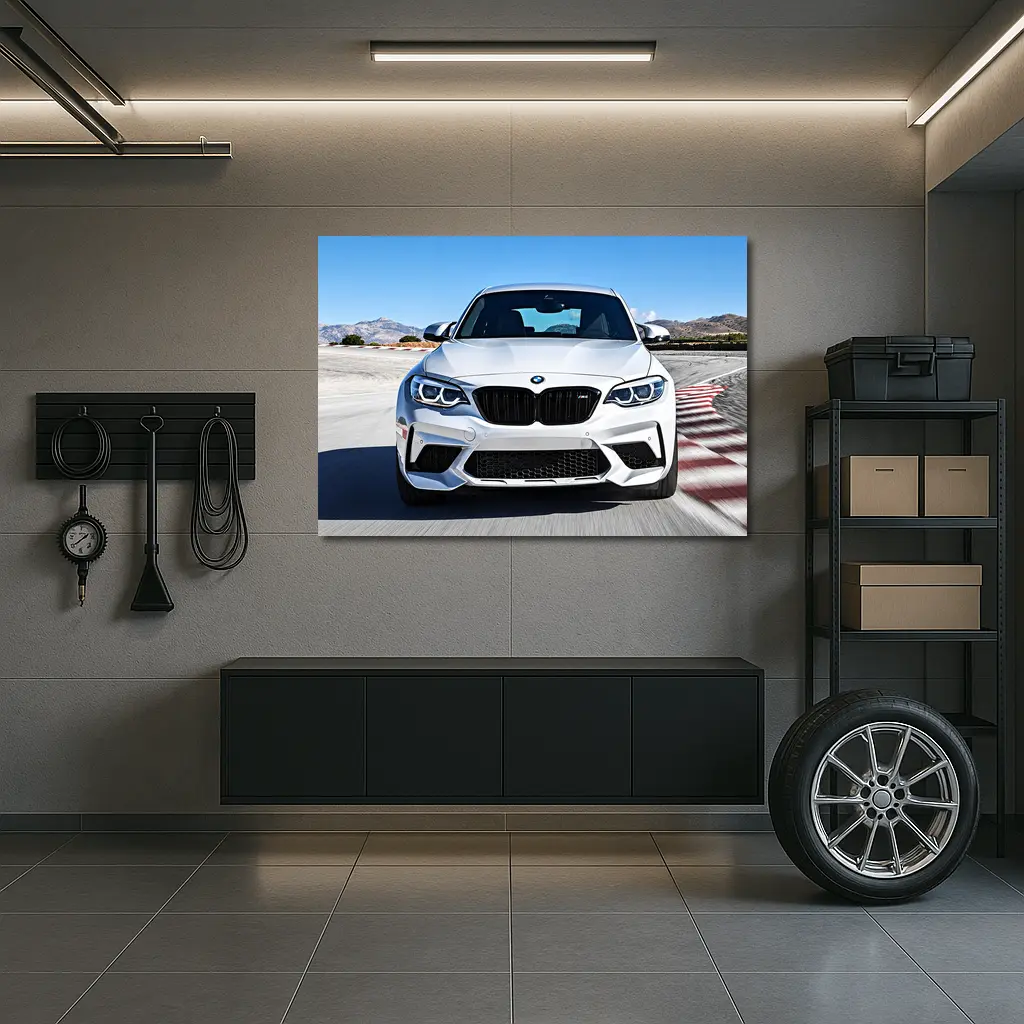 BMW M2 Silver Front View Racing Track – Wall Art