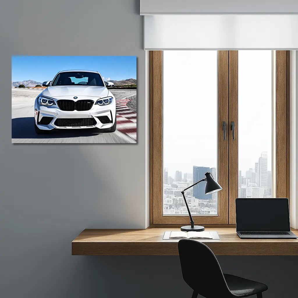 BMW M2 Silver Front View Racing Track – Wall Art