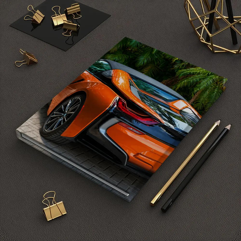 BMW i8 Orange Sports Car Tropical Setting – Notebooks