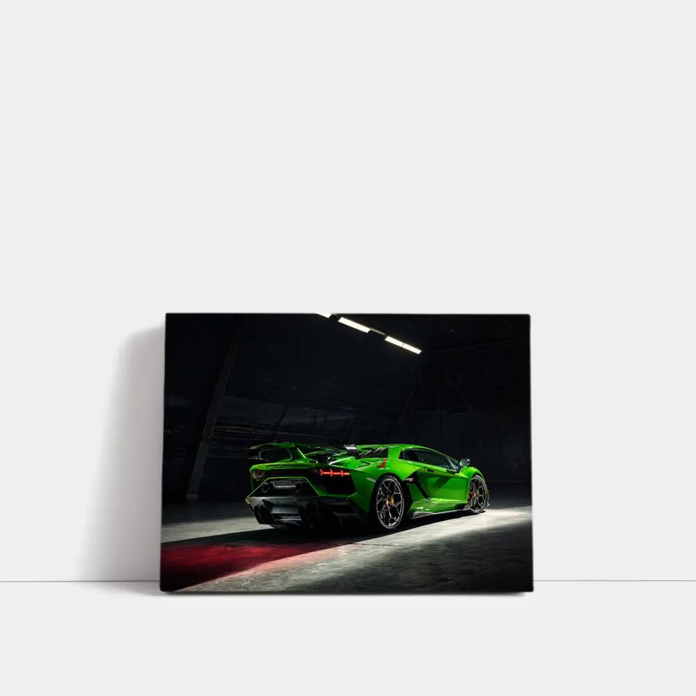Lamborghini Aventador Green Supercar Dark Garage – Wall Art