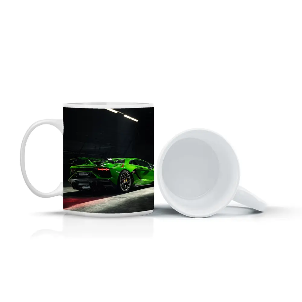 Lamborghini Aventador Green Supercar Dark Garage – Mugs