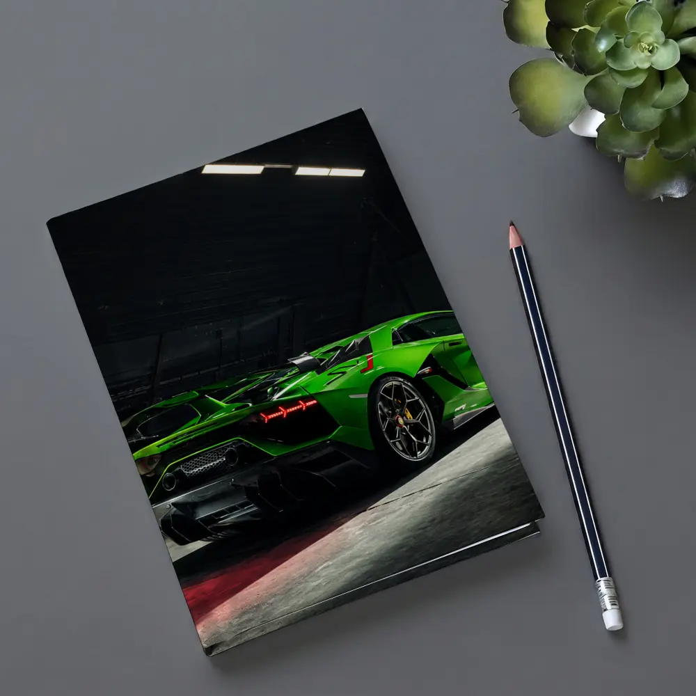 Lamborghini Aventador Green Supercar Dark Garage – Notebooks
