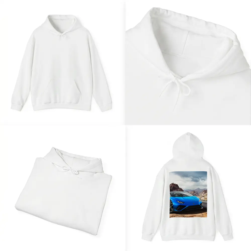 Lamborghini Huracan Blue Desert Rocky Landscape – Hoodies