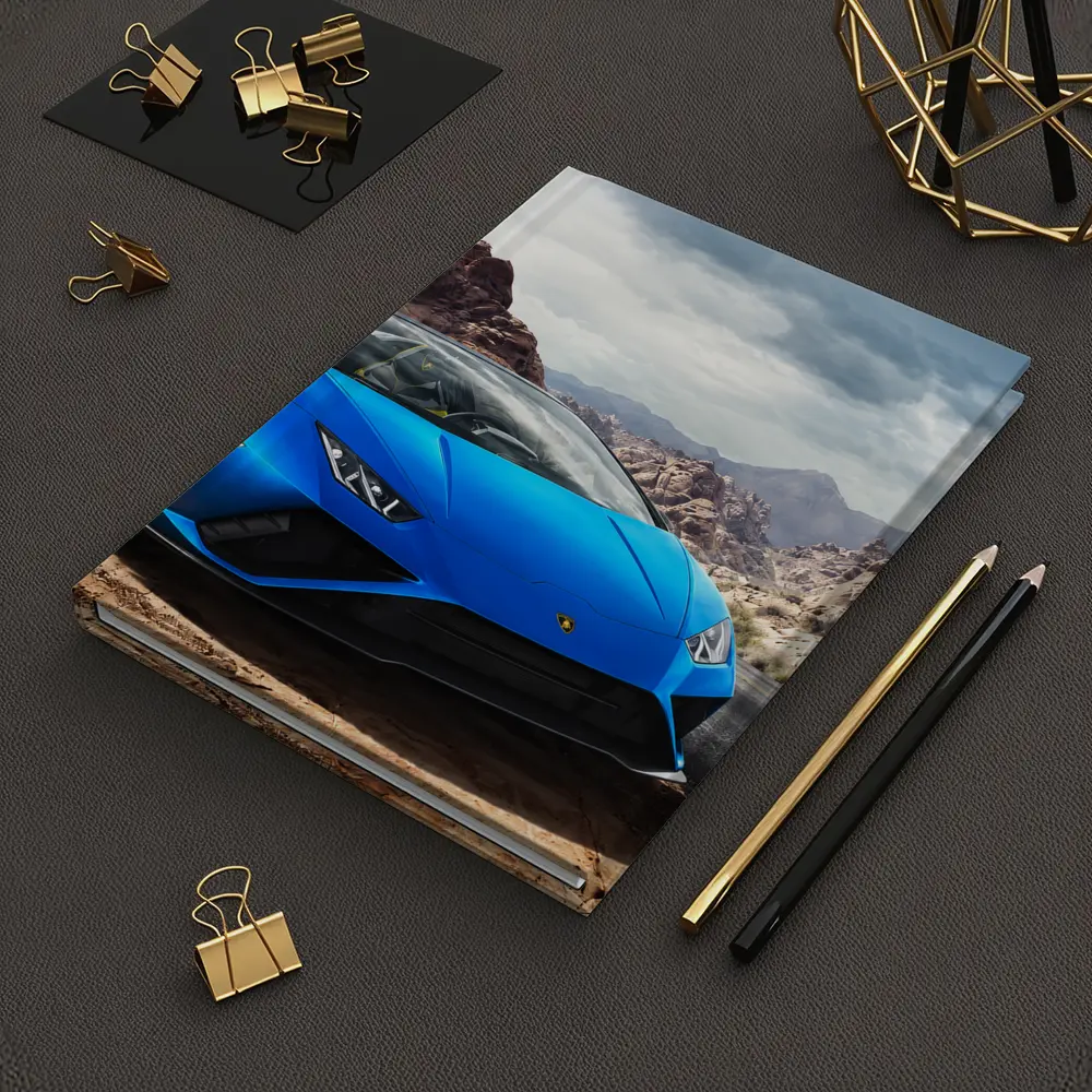 Lamborghini Huracan Blue Desert Rocky Landscape – Notebooks
