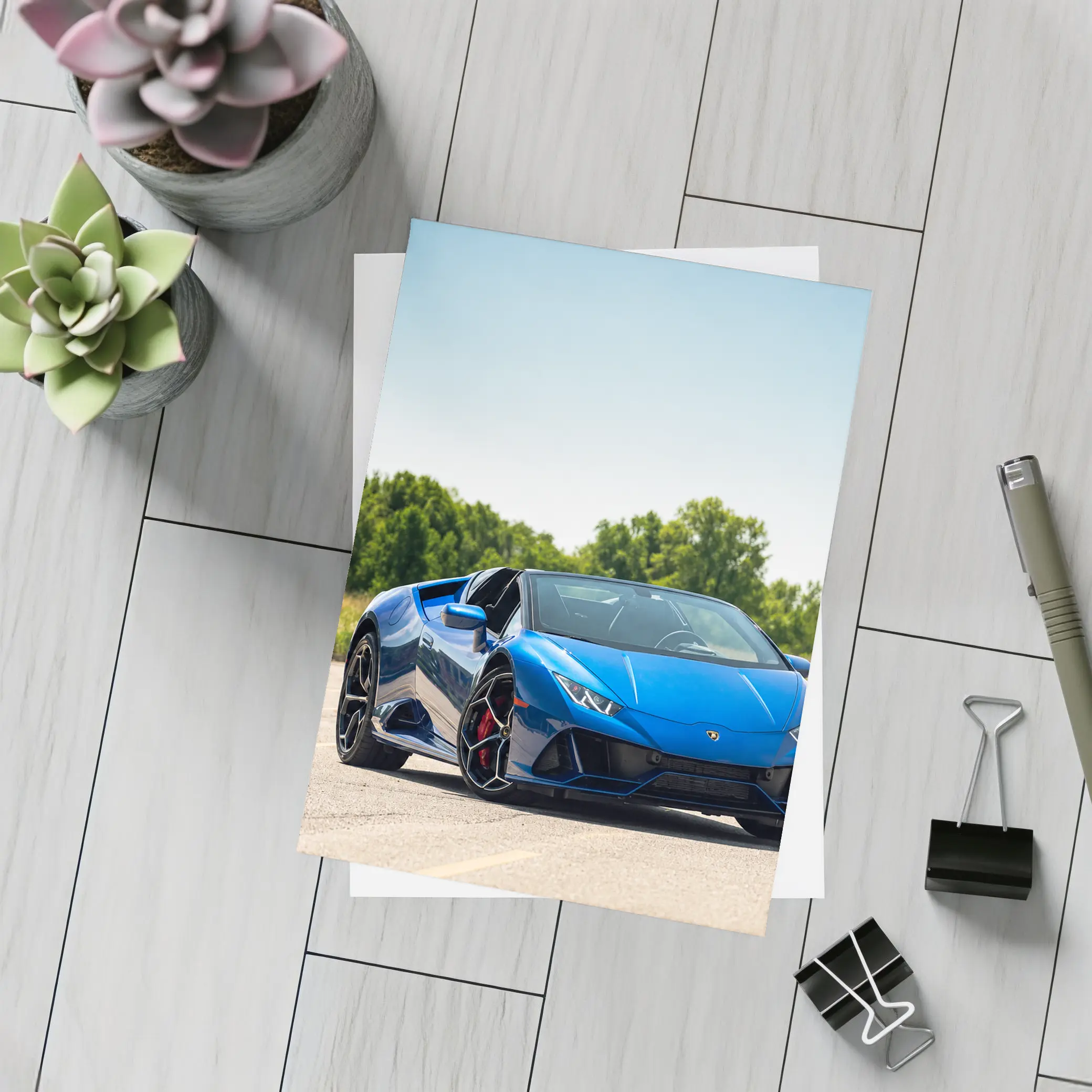 Lamborghini Huracan Blue Spyder Open Air – Postcards