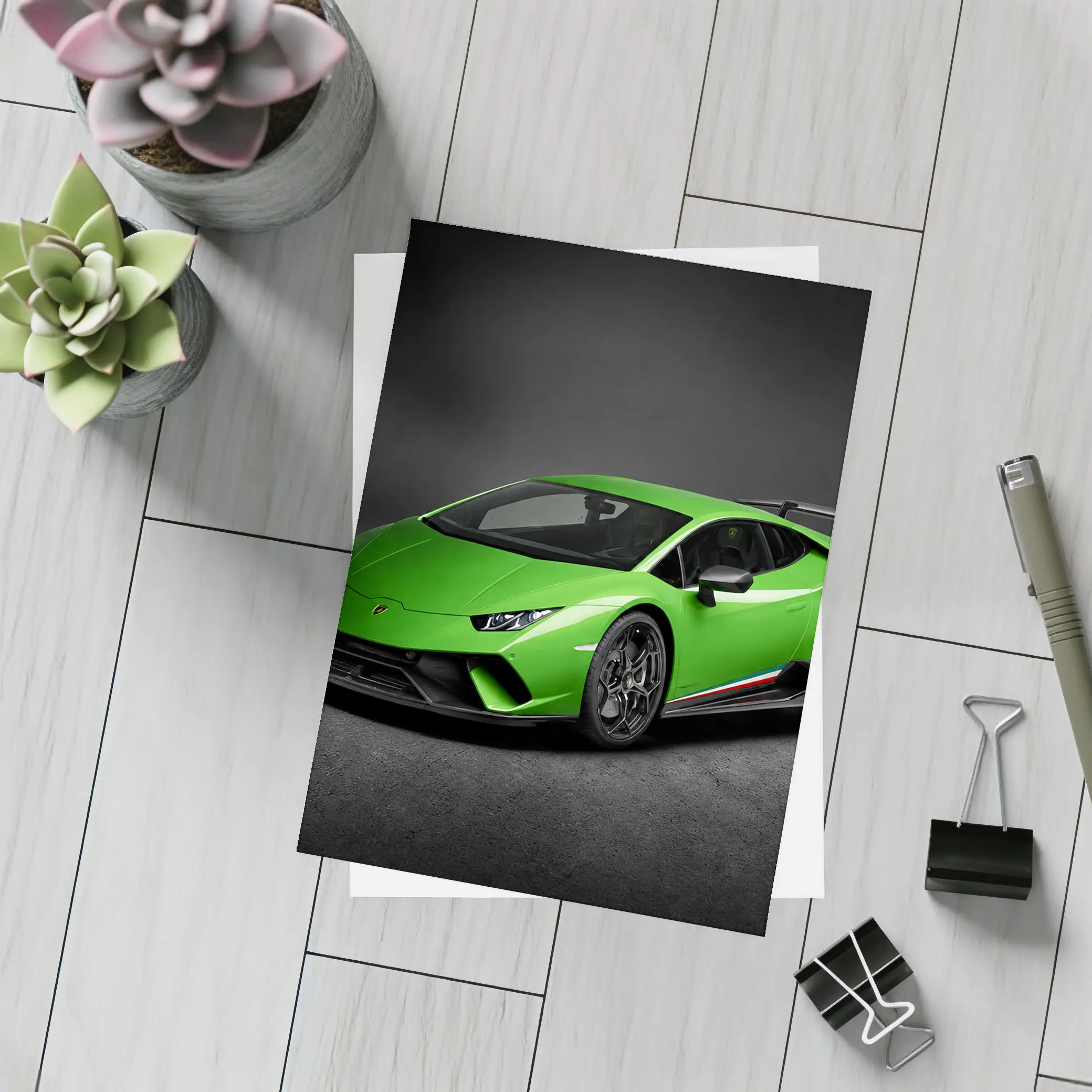 Lamborghini Huracan Green Supercar Dark Studio – Postcards