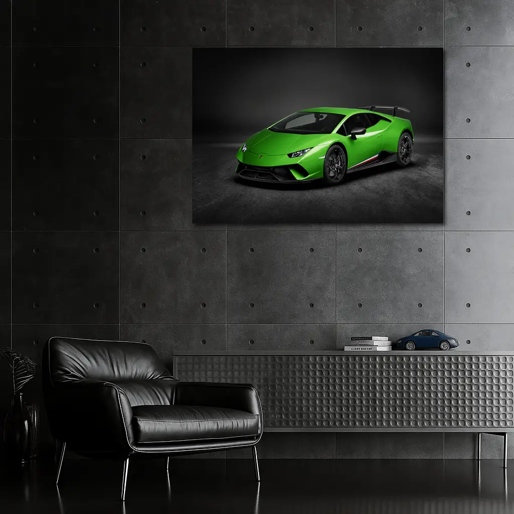 Lamborghini Huracan Green Supercar Dark Studio – Wall Art